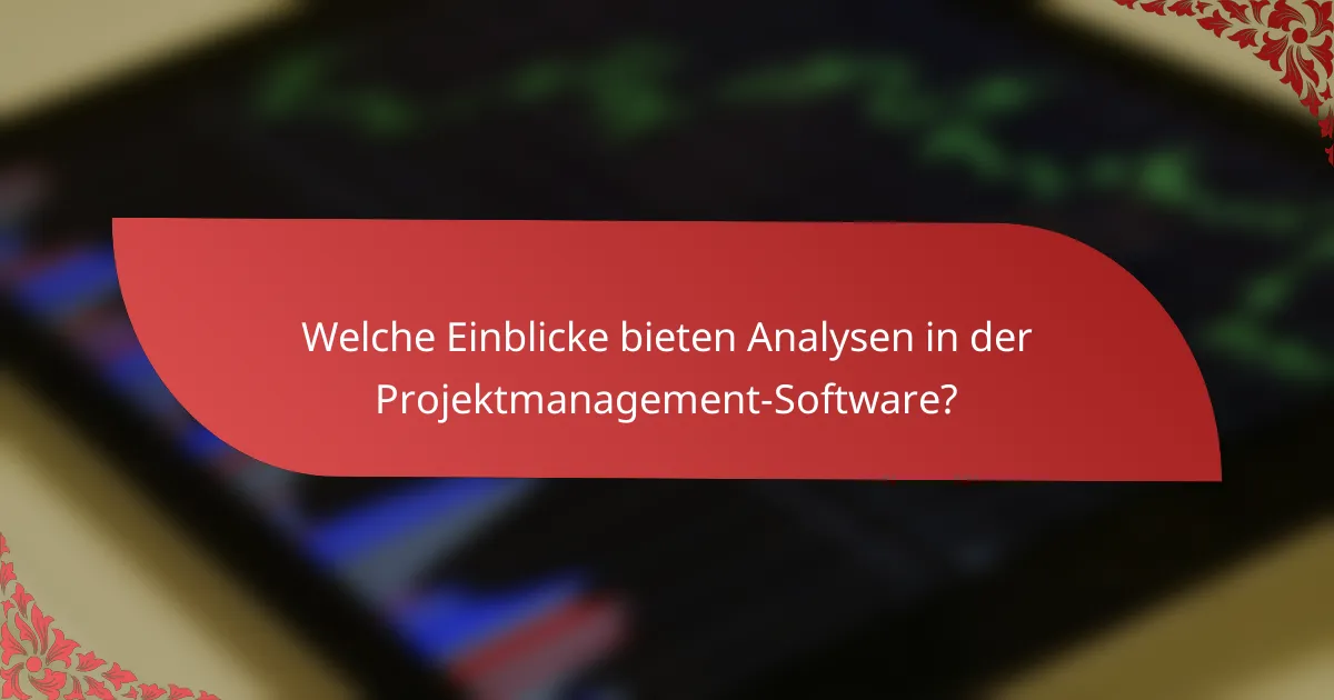 Welche Einblicke bieten Analysen in der Projektmanagement-Software?